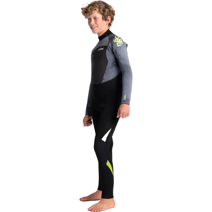 2023 C-Skins Junior Legend 5/4/3mm GBS Back Zip Wetsuit C-LE54JBZ - Slate / Flash Green / Silver